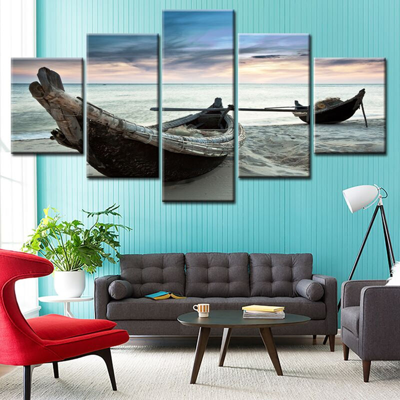 5Pcs Set Boat Modern Canvas Print Paintings Wall Art Pictures Home Decor Unframed