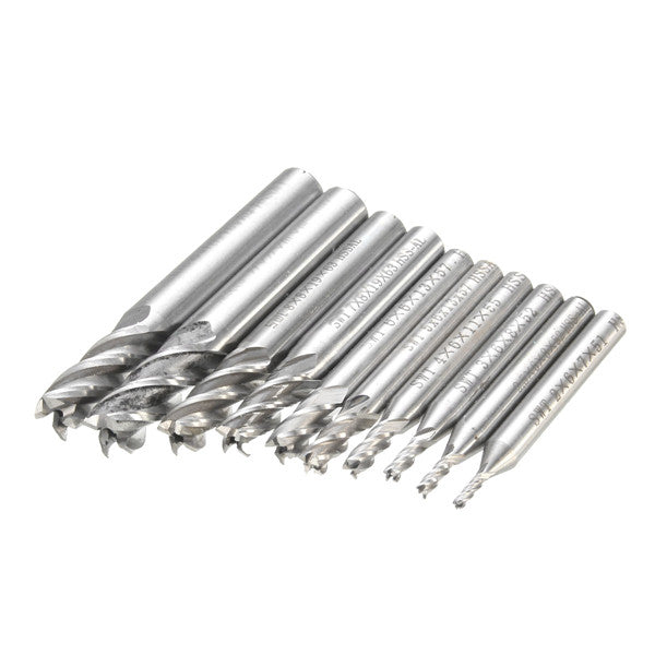 10pcs 2-10mm 4 Flute Milling Cutter HSS-Al  End Mill Cutter CNC Tool