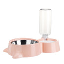 Automatic Pet Dog Cat Smart Food Water Feeder Bowl Dish W/ 500ml Bottle Drink