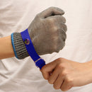 Safety Cut Proof Stab Resistant Stainless Steel Metal Mesh Butcher Glove Blue