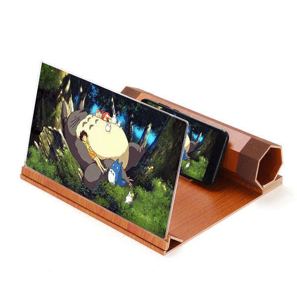 12" Wood Rotatable 3D HD Phone Screen Magnifier Movie Video Amplifier For Smart Phone Samsung iPhone Huawei Xiaomi