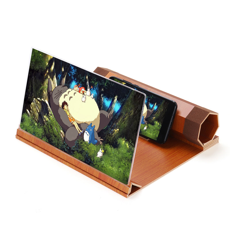 12" Wood Rotatable 3D HD Phone Screen Magnifier Movie Video Amplifier For Smart Phone Samsung iPhone Huawei Xiaomi