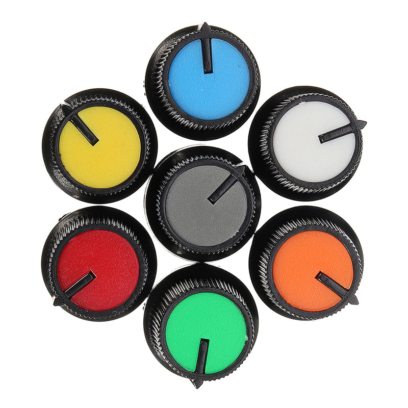 10Pcs Red/Blue/Orange/Grey/Green/White/Yellow Plastic For Rotary Taper Potentiometer Hole 6mm Knob