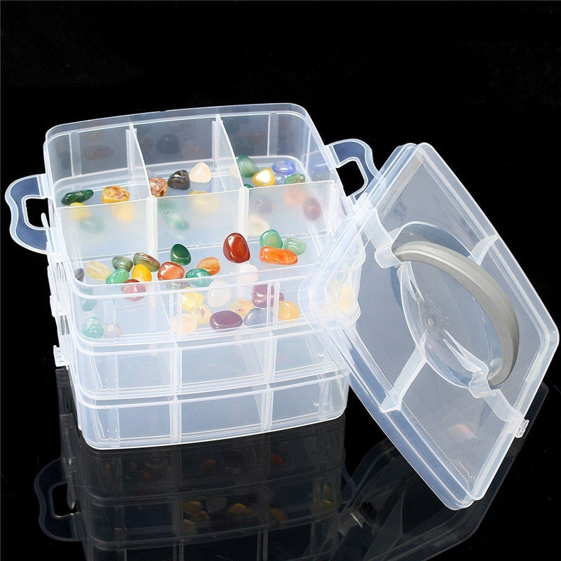 3-Layer Storage Case Detachable Plastic Cosmetic Tool Box Jewelry Holder Container 30 Grid