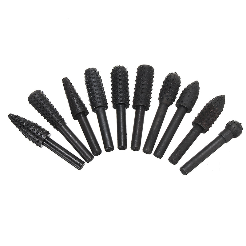 5/10Pcs Woodworking Electric Rotary File Wood Carving Root Milling Tool Cutter Grinding Head Set