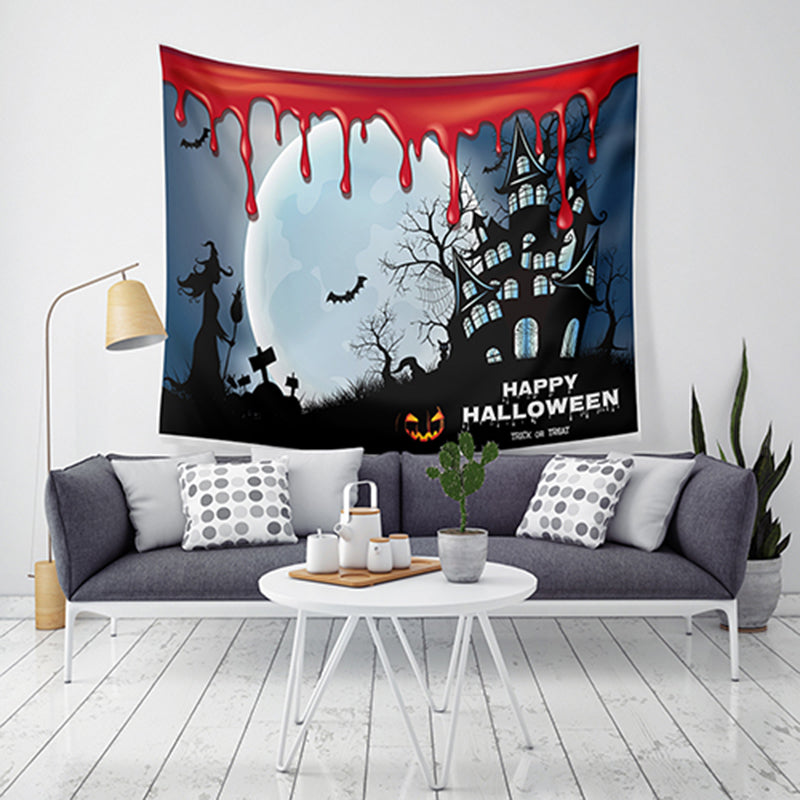 Loskii LWG6 Halloween Tapestry Pumpkin Print Hanging Tapestry Wall Art Home Decor Halloween Decorations For Home