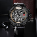 NAVIFORCE 9110 Men Watches Luxury Fashion 24 Hours Display Leather Strap Quartz Wrist Watch