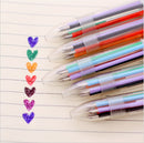 5pcs/lot 6 in 1 Multicolor Rainbow Ballpoint Pen Students Office Transparent Ball Point Ballpoint