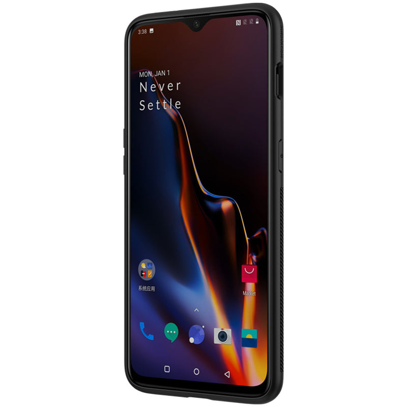 NILLKIN Carbon Fiber Shockproof Back Cover Protective Case with Metal Plate for OnePlus 6T