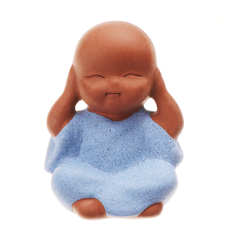 4Pcs Tea Pet Ceramics Statue Monk Figurine Chinese Crafts Ornament Decorations