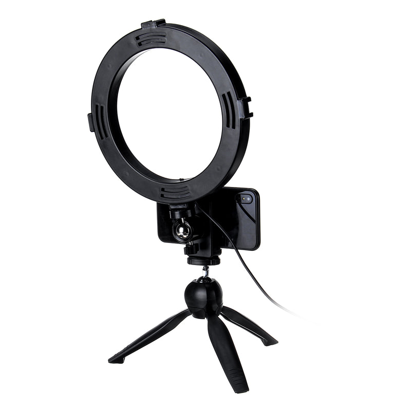 Live Video Dimmable LED Ring Light Photography Adjustable 360 Rotating Fill Light with Phone Clip Selfie Holder Tripod for Beauty Makeup