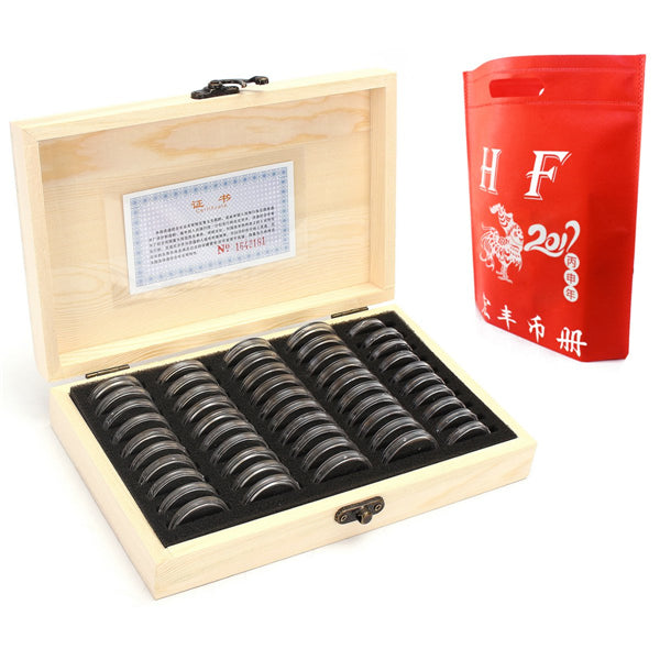 50pcs 25/27/30mm Round Coins Holders Storage Container Display Cases Wooden Box