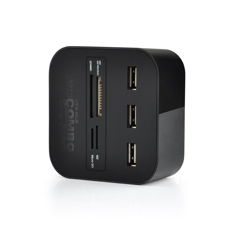 DM-HC01 All-in-one 3 Ports USB 2.0 HUB SD TF MS M2 MMC Card Reader Cable Splitter Adapter