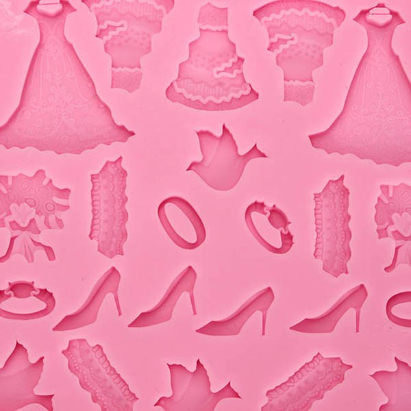 Bride Wedding Dress Silicone Fandant Mold Chocolate Polymer Clay Mould