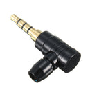 3.5mm Stereo 90 Degree Male Jack Audio Adapter Plug For 4 Pole Headphone Blk/Sil B1