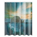 Bathroom Shower Curtains Toilet Waterproof Polyester Fabric Cover Mat W/ 12 Hooks