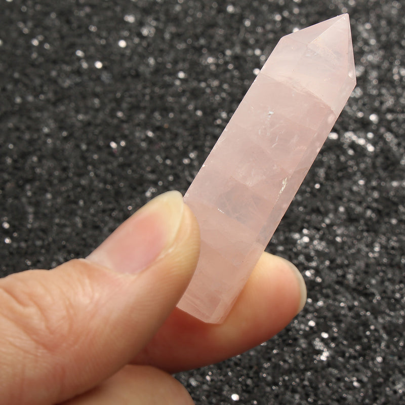 Pink Natural Quartz Decoration Craft Healing Hexagonal Prism Wand Accessories