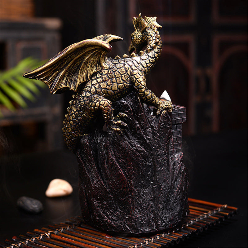 Dragon Backflow Incense Ceramic Statue Figurine Home Decorations Handmade Aromatherapy