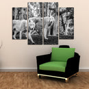Miico Hand Painted Four Combination Decorative Paintings Double W-olves Wall Art For Home Decoration