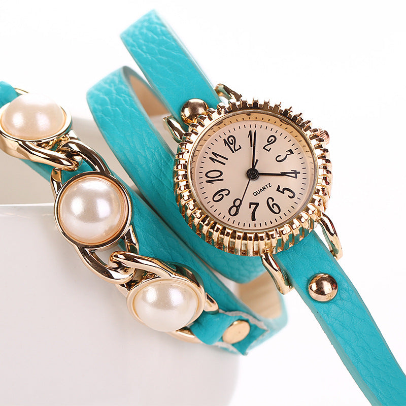 Fashion Three Pearl Women Watch Ladies Dress Watch Bracelet Quartz Watch
