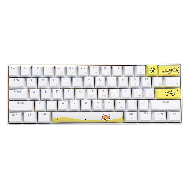 Five-sided Dyesub PBT OEM Profile Yellow Dog Shark2 Space Bar 6.25u Novelty Keycap + ESC Enter Keycaps