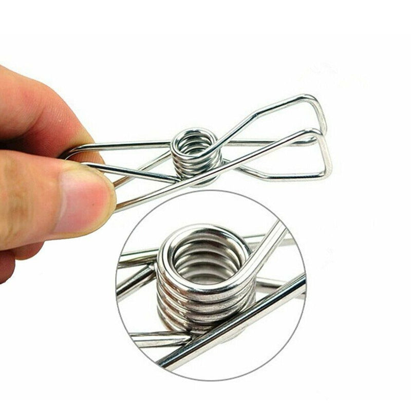 60Pcs Stainless Steel Clothes Pegs Hanging Clips Pins Laundry Windproof Clamp Household Clothespin