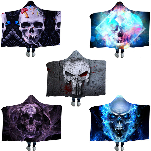 Hooded Blankets Flannel 3D Printed Galaxy Microfiber Wearable Thickened Blankets for Adults Kids
