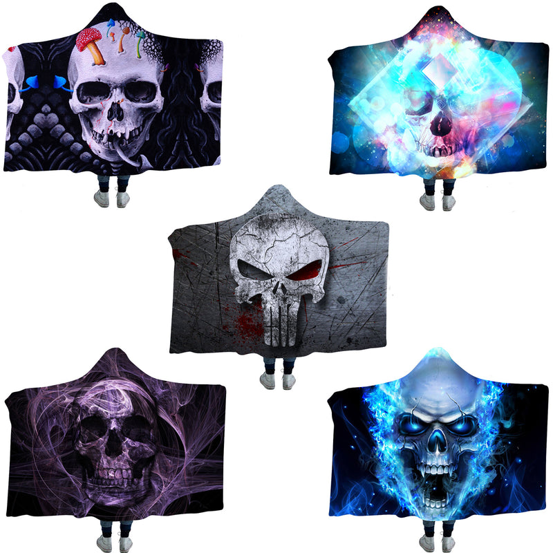 Hooded Blankets Flannel 3D Printed Galaxy Microfiber Wearable Thickened Blankets for Adults Kids