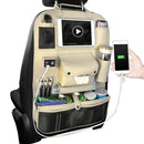 PU Leather Car Back Seat Organizer Black 10 Pockets Hanging Bags Storage Baskets with 4 USB Port