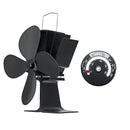 4 Blades Heat Powered Stove Fireplace Fan W/ Thermometer for Wood Log Burning Burner Stove