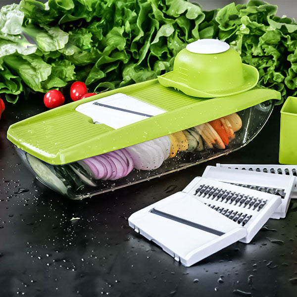 KCASA KC-MFP3 Vegetable Cutter Food Container Adjustable Mandoline Slicer 4 Interchangeable Blades