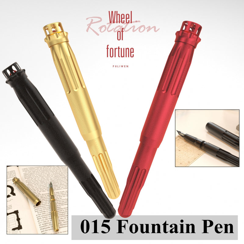 Fuliwen 015 Alumium Fountain Pen M Nib Writing Gift Converter Executive Pen
