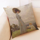Oil Painting Style Cushion Cover Cotton Linen Square Pillow Case Mother's Day Gift