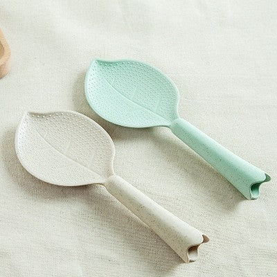 Eco Non-stick Wheat Straw Leaf Shape Standing Rice Spoon Dinnerware Accessories Kitchen Tools