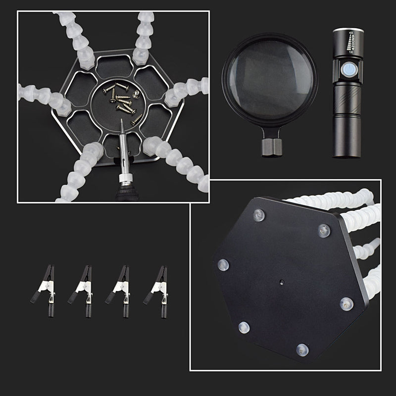 6 Flexible Arms Soldering Vise Helping Hands Third Hand PCB Repair Fixture