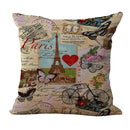 Paris Eiffel Tower Printed Pillow Case Linen Sofa Soft Cushion Cover