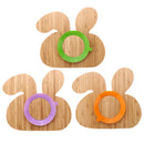 Baby Toddler Suction Plate Stay Put Feeding Plate Natural Bamboo Rabbit Shape Kids Bowl