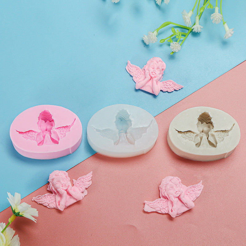 3 Colors 4-Angels Silicone Mold Chocolate Candy Fondant Square Round Rectangle Baking Tools