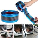 Car Stickers Carbon Fiber Blue Rubber Door Sill Protector Edge Guard Strip 5CM*3M