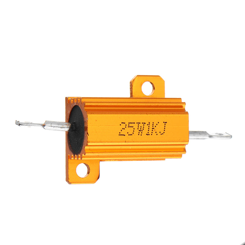 RX24 25W 1KR 1KRJ Metal Aluminum Case High Power Resistor Golden Metal Shell Case Heatsink Resistance Resistor