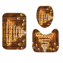 Wooden Strip Christmas Tree Bathroom Shower Curtain Non-slip Mats Toilet Cover