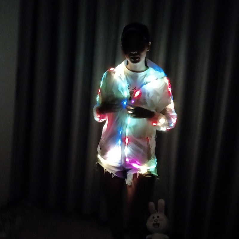 Colorful Leds Halloween Party Light Abrigo Chaqueta Cool Clothing Dance Coat