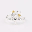 Elegant Deer Head Ring Adjustable Sliver Ring For Christmas Zinc Alloy Women Ring