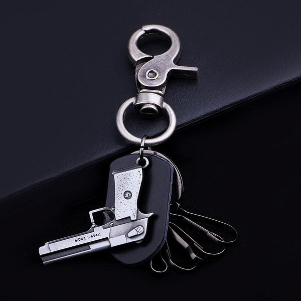 Trendy Keychain Black Alloy Keychain Soft Leather Keychain For Men