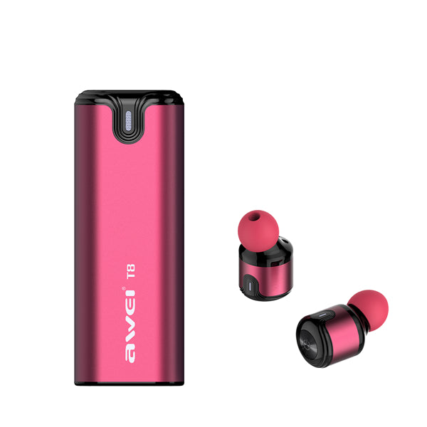 [Truly Wireless] AWEI T8 Mini Stereo Heavy Bass bluetooth Earphones With Charger Box Power Bank