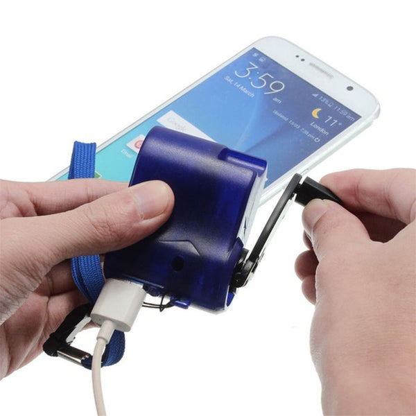USB Hand Crank Power Generator Emergency Digital Display Phone Charger Manual Shake Charger Blue