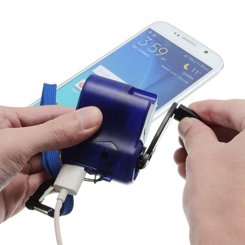 USB Hand Crank Power Generator Emergency Digital Display Phone Charger Manual Shake Charger Blue