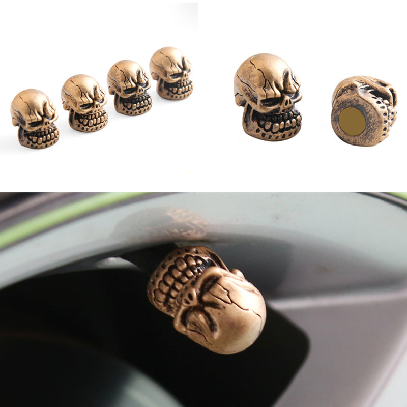 4Pcs Universal Resin Skull Head Car Wheel Tire Valve Stem Caps Automobiles Tyre Dustproof Lid Decora