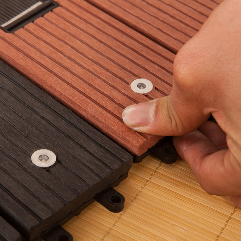 Wood Plastic Composite Flooring with Solar Light Outdoor Garden Balcony Interlocking Decking Tile
