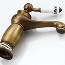 European Antique Faucet Single Hole Full Copper Drawing Bathroom Basin Faucet Mixer Tap